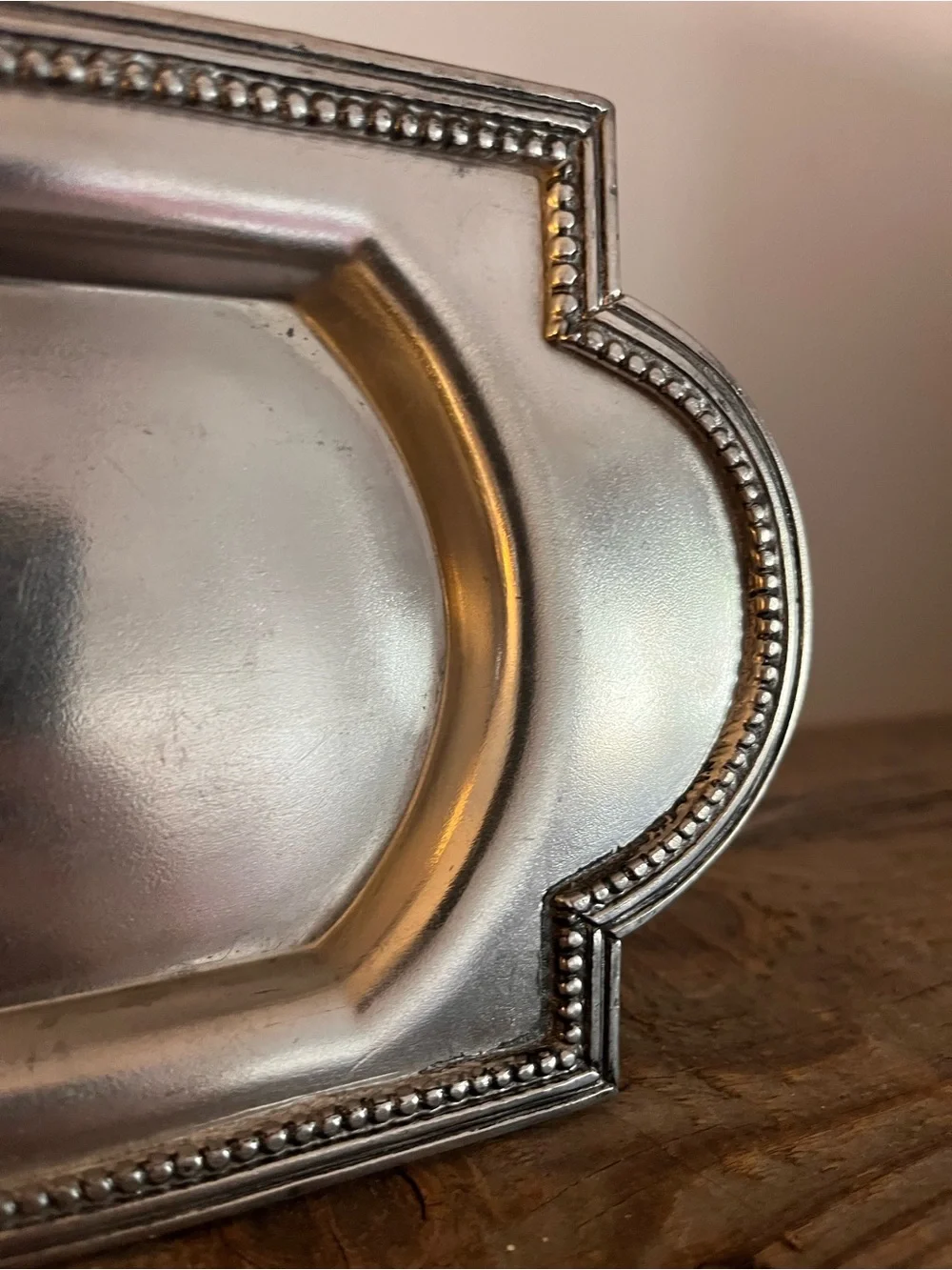 Decorative Pewter Vanity Tray - Beaded Edge